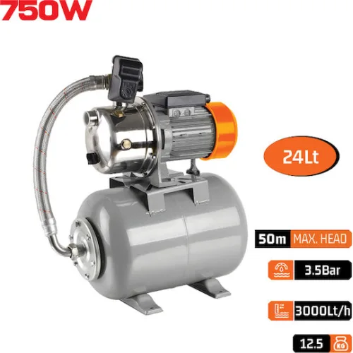 NAKAYAMA Pro NP2103 Πιεστικό Συγκρότημα Με Δοχείο 24Lt Αντλία Inox 750W