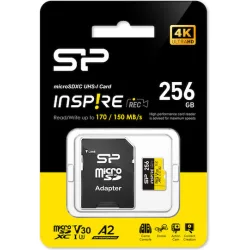 SILICON POWER κάρτα μνήμης microSDXC Inspire, 256GB, UHS-I U3 A1 V30