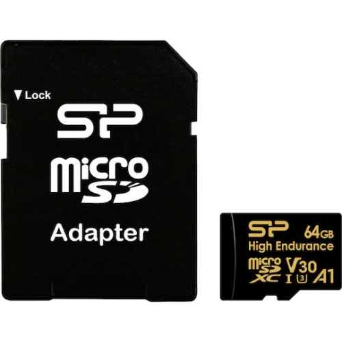 SILICON POWER κάρτα μνήμης microSDHC High Endurance, 64GB, Class 10 UHS-I U3 A1 V30
