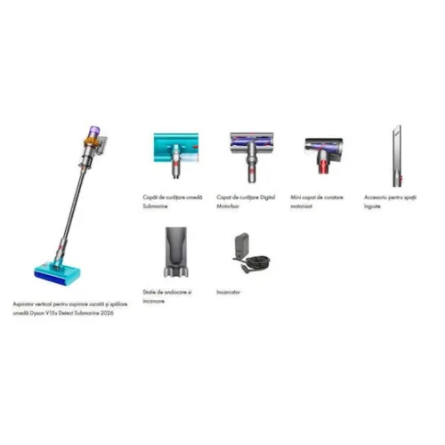 Dyson Vacuum Cleaner V15s Detect Submarine - Nickel/Satin Yellow