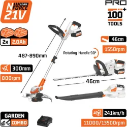 NAKAYAMA Pro EC1740X22T3 Σετ Κήπου Μπαταρίας, Φυσητήρας, Ψαλίδι Μπορντούρας & Θαμνοκοπτικό, 2x2Ah