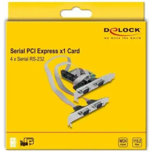 DELOCK κάρτα επέκτασης PCIe σε 4x RS-232 90410, 115.2Kbps