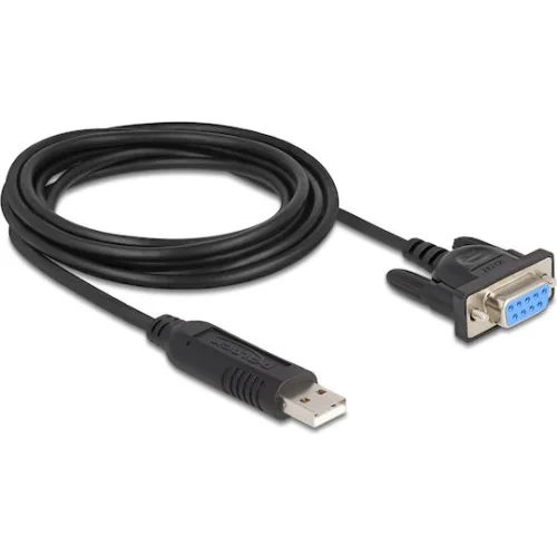DELOCK καλώδιο USB σε RS-232 67382, 921.6Kbps, 1.8m, μαύρο