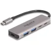 DELOCK USB hub 64239, 4x θυρών, 5Gbps, USB-C σύνδεση, γκρι