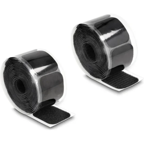 DELOCK αυτοκόλλητα τύπου Velcro 19106 σε ρολό 3m, 45x50mm, μαύρο