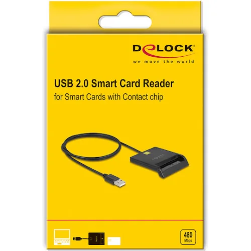 DELOCK card reader 91724 για smart card, USB σύνδεση, 480Mbps, μαύρο