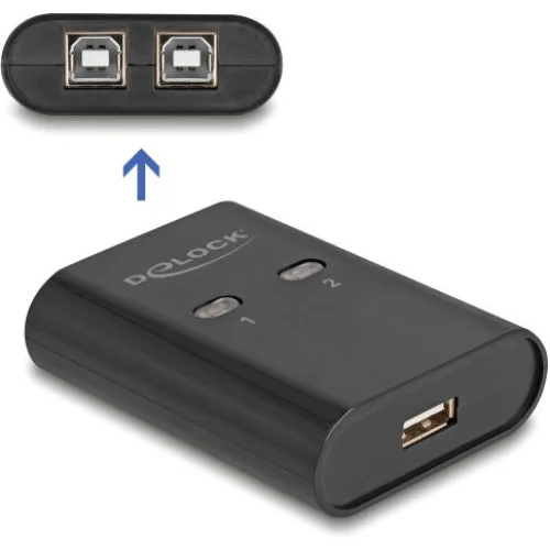 DELOCK USB Type B switch 11503, 2 σε 1, μαύρο