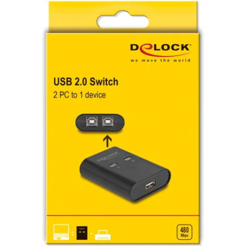 DELOCK USB Type B switch 11503, 2 σε 1, μαύρο