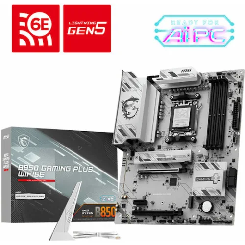 MSI MB B850 GAMING PLUS WIFI6E, SOCKET AMD AM5, CS AMD B850, 4 DIMM SOCKETS DDR5, DP/ HDMI, PCI-E GEN 5.0, 2.5G LAN, WIFI6E, ATX, 3YW.