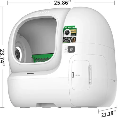Petkit Purobot Max Pro 2 with AI Camera Τουαλέτα Γάτας Αυτοκαθαριζόμενη με Κόσκινο Λευκό Μ65.7 x Π53.8 x Υ60.3cm