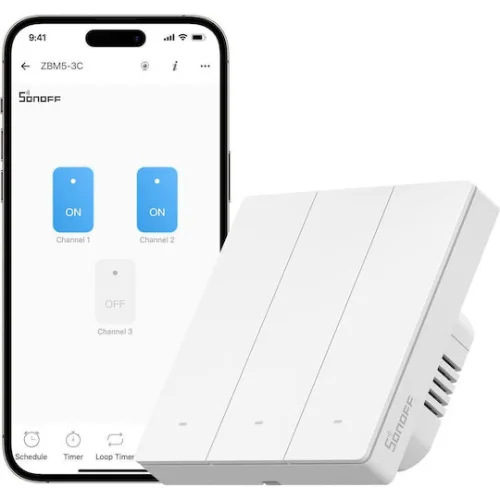 Sonoff Zbm53c86w Διακόπτης Τοίχου Αφής Wi-Fi Τριπλός με Πλαίσιο Λευκός