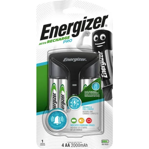 Energizer ACCU Recharge Pro Φορτιστής 4 Μπαταριών Ni-MH Μεγέθους AA/AAA Σετ με 4x AA 2000mAh