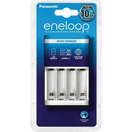 Panasonic Eneloop Basic BQ-CC51 Φορτιστής 4 Μπαταριών Ni-MH Μεγέθους AA/AAA σε Λευκό χρώμα