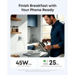 Anker Φορτιστής Χωρίς Καλώδιο GaN με Θύρα USB-C 45W Power Delivery Λευκός (Nano)