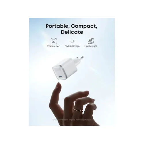 Anker Φορτιστής Χωρίς Καλώδιο GaN με Θύρα USB-C 45W Power Delivery Λευκός (Nano)