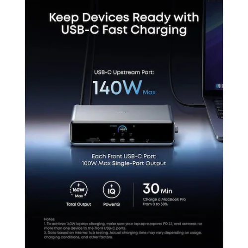 Anker Prime USB-C Docking Station με HDMI/DisplayPort Γκρι