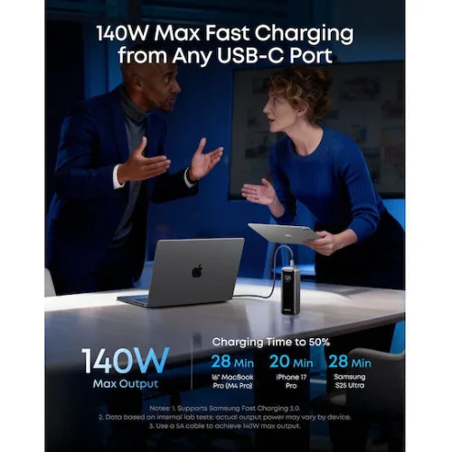 Anker Powerbank Prime 20k mAh,220W max power,2xUSB-C, 1xUSB-A, Black