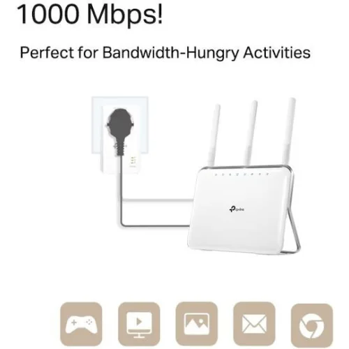 TP-LINK TL-PA7017P KIT v1 Powerline Διπλό για Ενσύρματη Σύνδεση με Passthrough Πρίζα και Θύρα Gigabit Ethernet