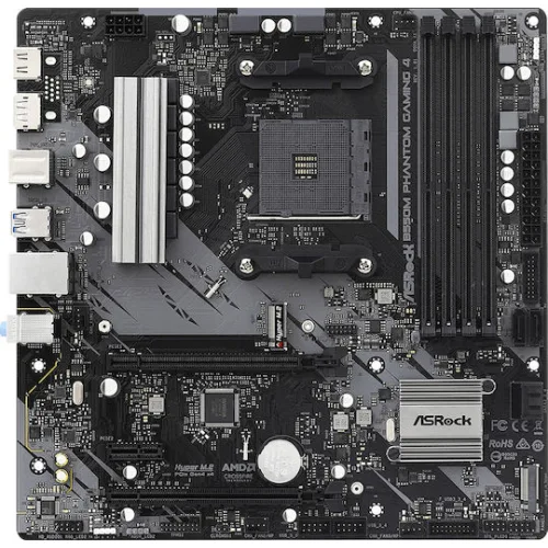 ASROCK MB B550M PHANTOM GAMING 4, SOCKET AMD AM4, CS AMD B550, 4 DIMM SOCKETS DDR4, HDMI/DP, PCI-E GEN 4.0, GIGABIT LAN, MICRO-ATX, 2YW.