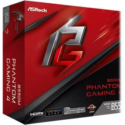 ASROCK MB B550M PHANTOM GAMING 4, SOCKET AMD AM4, CS AMD B550, 4 DIMM SOCKETS DDR4, HDMI/DP, PCI-E GEN 4.0, GIGABIT LAN, MICRO-ATX, 2YW.