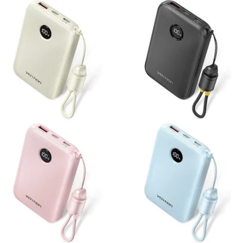 Vention Power Bank 10000mAh 22.5W με Θύρα USB-A και Θύρα USB-C Power Delivery Μπεζ