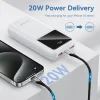 Vention FHLW0 Power Bank 20000mAh 22.5W με 2 Θύρες USB-A και Θύρα USB-C Power Delivery / Quick Charge Λευκό