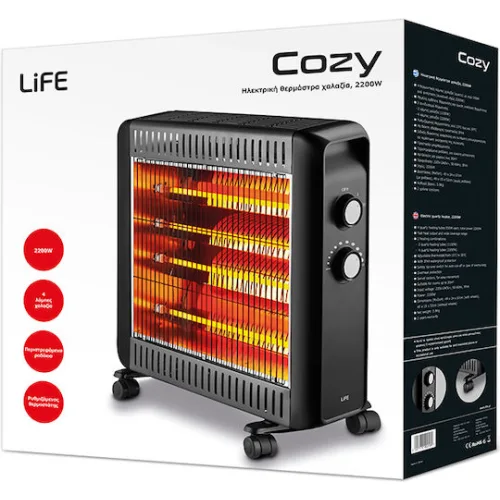 Life Cozy Σόμπα Χαλαζία με Θερμοστάτη 2200WΚωδικός: 221-0193