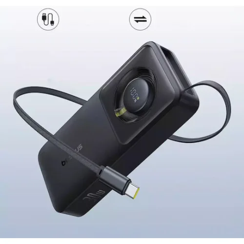 Baseus Free2Pull Power Bank 10000mAh 30W με Θύρα USB-C Power Delivery / Quick Charge Μαύρο