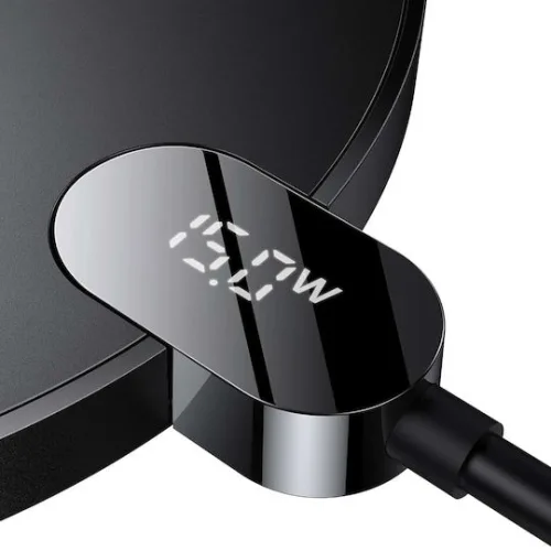 Baseus Ασύρματος Φορτιστής (Qi Pad) 15W Μαύρος (Inductive Digital LED)