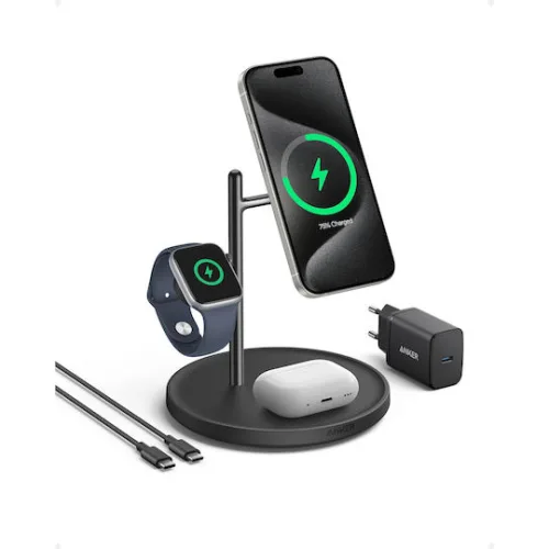 ANKER MagGo 3 in 1 Wireless Charging Stand Black 15W