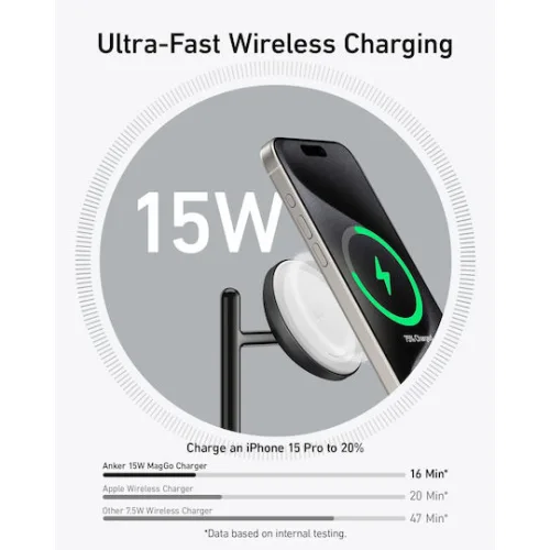 ANKER MagGo 3 in 1 Wireless Charging Stand Black 15W
