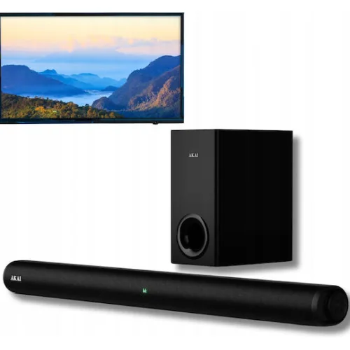Akai ProffesionalSoundbar 2.1 Bluetooth και HDMI 150W με Ασύρματο Subwoofer και Τηλεχειριστήριο Μαύρο ASB-8WSW