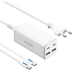 VENTION 4-Port USB (C + C + A + A) GaN Charger (100W/100W/18W/18W) EU-Plug White (FBSWG-EU) (VENFBSWG-EU)