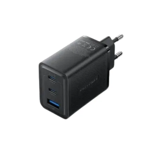 VENTION 3-Port USB (C + C + A) GaN Charger (65W/65W/60W) EU-Plug Black (FERB0-EU) (VENFERB0-EU)