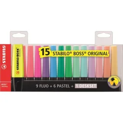 Stabilo Boss Deskset Highlighters 5mm Set 15 Colors (7015-01) (STAB7015-01)