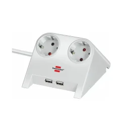 Brennenstuhl Desktop-Power USB-Charger with 2x USB-2.0 charger 2100mA 2-way socket, white polished 1.8m H05VV-F 3G1.5 (1153520222) (BNN1153520222)