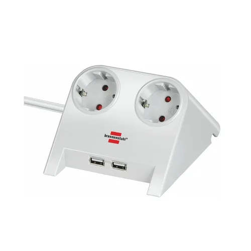 Brennenstuhl Desktop-Power USB-Charger with 2x USB-2.0 charger 2100mA 2-way socket, white polished 1.8m H05VV-F 3G1.5 (1153520222) (BNN1153520222)