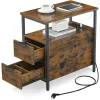 Vasagle Ορθογώνιο Βοηθητικό Τραπεζάκι Ξύλινο Vintage Brown/Classic Black 60x35x61εκ (VASLET325B01) (LET325B01)