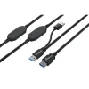 MediaRange Active USB Extension Cable, 2x USB-A Plug to 1x USB-A Socket, 2x Repeater, USB 3.0, 5 Gbps Data Transfer Rate, 15m, Black (MRCS244)