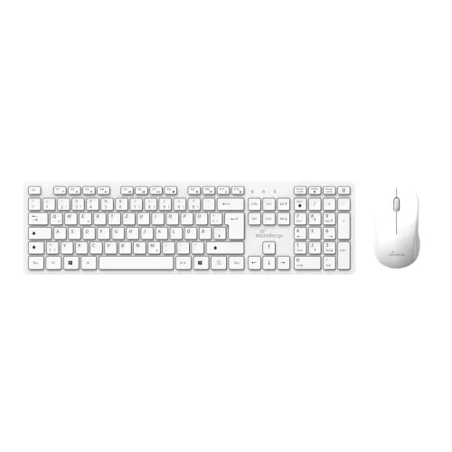 MediaRange Wireless Keyboard and Mouse Set, QWERTY (GR), Function Keys, 3-Button Mouse,1.200 dpi, Symmetrical, Dongle, White (MROS278-GR)