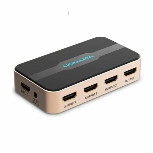 VENTION 1 In 4 Out HDMI Splitter 4K@30Hz Gold Aluminum Alloy Type EU Standard (ACCG0-EU) (VENACCG0-EU)