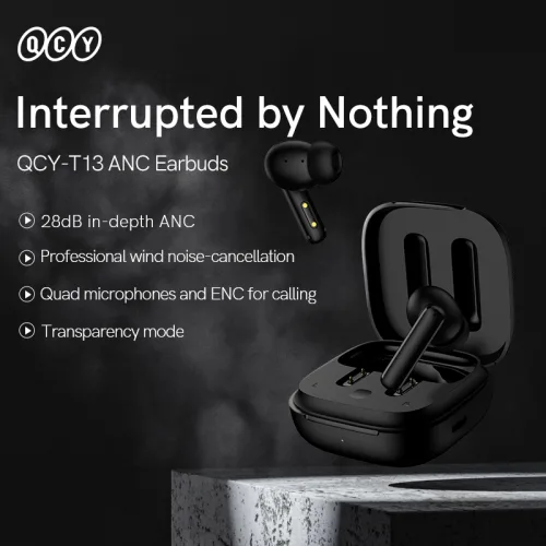 QCY T13 ANC Black True Wireless Bluetooth 4-mic