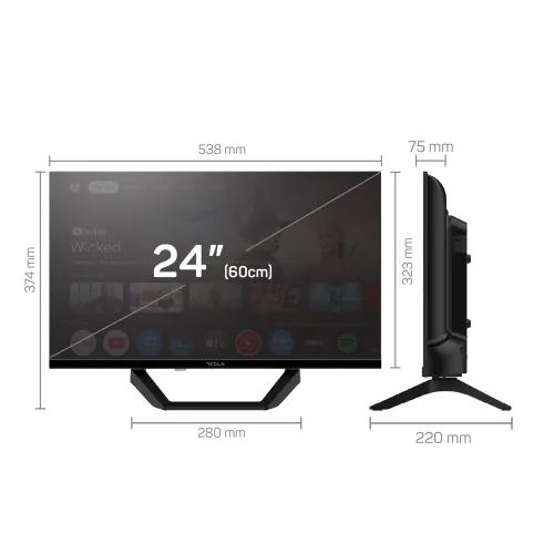 Tesla LED TV 24" 24E655BHS HD 12V Google TV