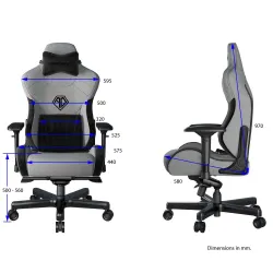 ANDA SEAT Gaming Chair T-PRO II Light Grey/ Black FABRIC with Alcantara Stripes