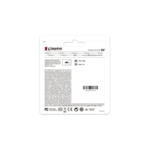 Kingston Micro Secure Digital 64GB microSDXC Canvas Select Plus 80R CL10 UHS-I Card + SD Adapter (SDCS2/64GB) ACI16769
