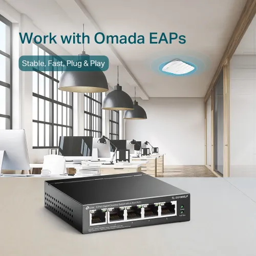 TP-LINK 5-Port Gigabit Desktop Switch with 4-Port PoE+ - TL-SG1005LP