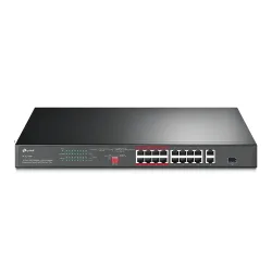 TP-LINK 16-Port 10/100 Mbps + 2-Port Gigabit Rackmount Switch with 16-Port PoE+ - TL-SL1218P
