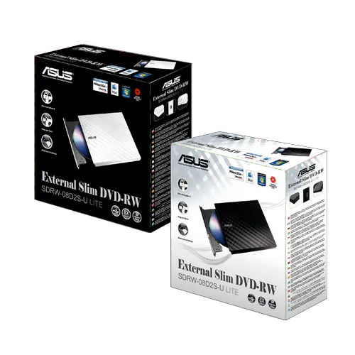 ASUS SDRW-08D2S-U LITE, Slim USB, Black, External