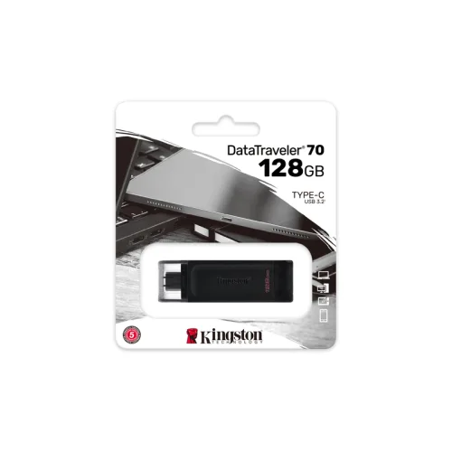 Kingston Technology DataTraveler 70 USB flash drive 128 GB USB Type-C 3.2 Gen 1 (3.1 Gen 1) Black