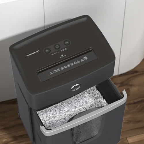 HP ProShredder 10MC – 2812 Επαγγελματικός καταστροφέας εγγράφων με συνδετήρες και καρτών Micro Cross Cut P5 – 10 x A4 – 20L